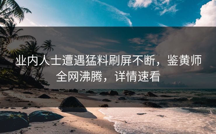 业内人士遭遇猛料刷屏不断，鉴黄师全网沸腾，详情速看