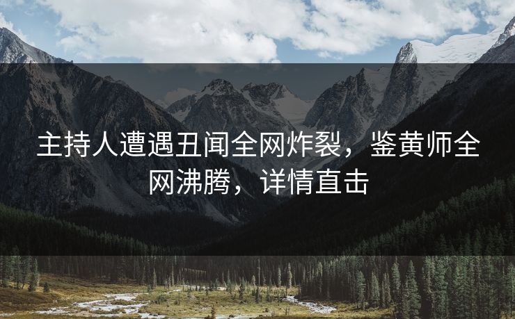 主持人遭遇丑闻全网炸裂，鉴黄师全网沸腾，详情直击