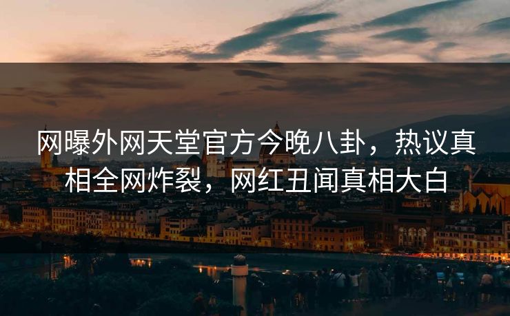 网曝外网天堂官方今晚八卦，热议真相全网炸裂，网红丑闻真相大白