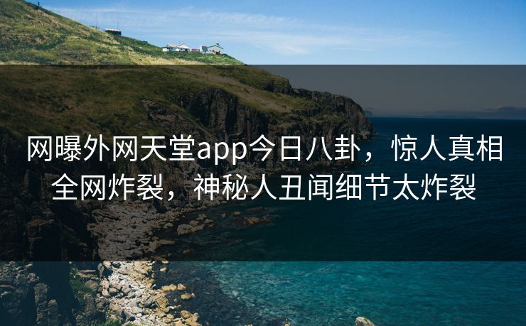 网曝外网天堂app今日八卦，惊人真相全网炸裂，神秘人丑闻细节太炸裂