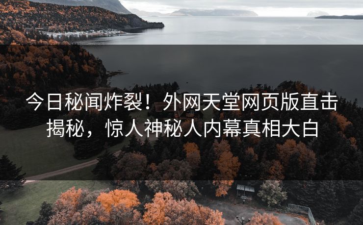 今日秘闻炸裂！外网天堂网页版直击揭秘，惊人神秘人内幕真相大白