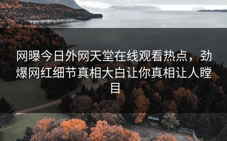 网曝今日外网天堂在线观看热点，劲爆网红细节真相大白让你真相让人瞠目