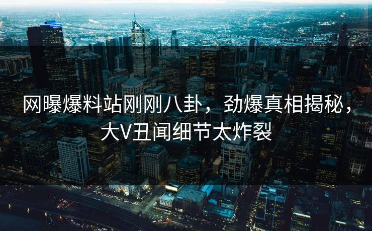 网曝爆料站刚刚八卦，劲爆真相揭秘，大V丑闻细节太炸裂