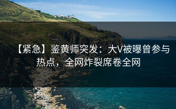 【紧急】鉴黄师突发：大V被曝曾参与热点，全网炸裂席卷全网