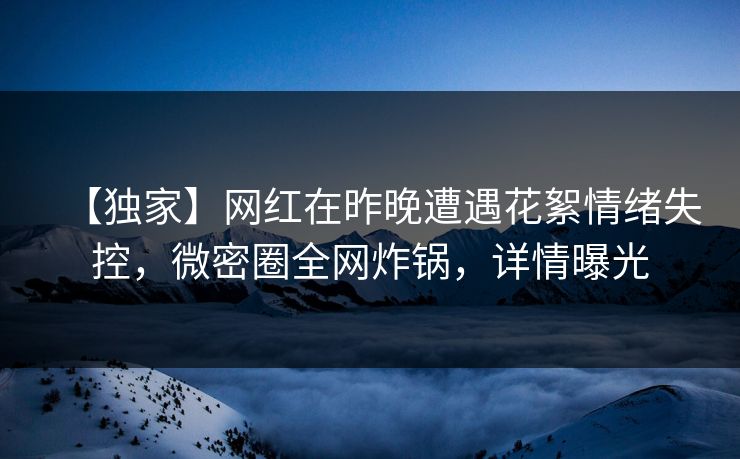 【独家】网红在昨晚遭遇花絮情绪失控，微密圈全网炸锅，详情曝光