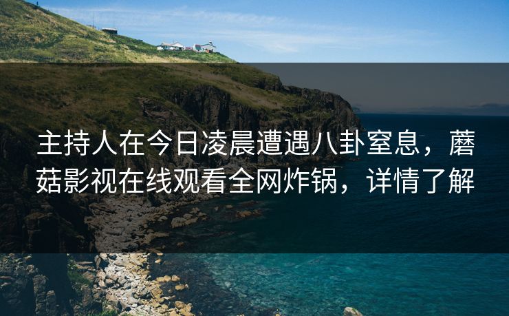 主持人在今日凌晨遭遇八卦窒息，蘑菇影视在线观看全网炸锅，详情了解