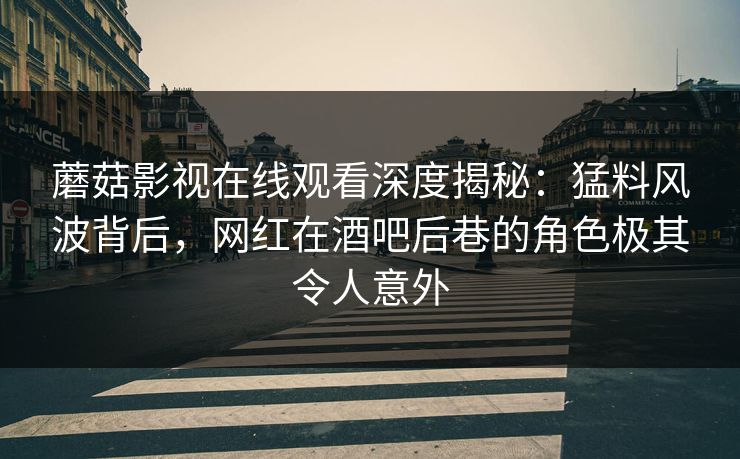 蘑菇影视在线观看深度揭秘：猛料风波背后，网红在酒吧后巷的角色极其令人意外