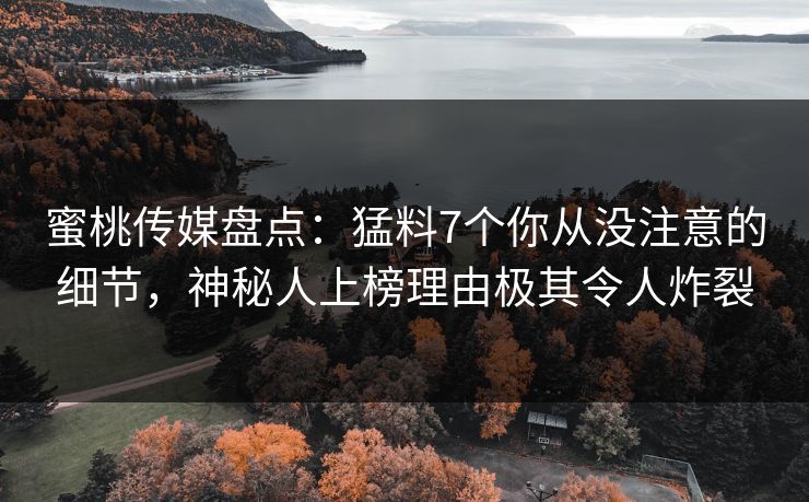 蜜桃传媒盘点：猛料7个你从没注意的细节，神秘人上榜理由极其令人炸裂