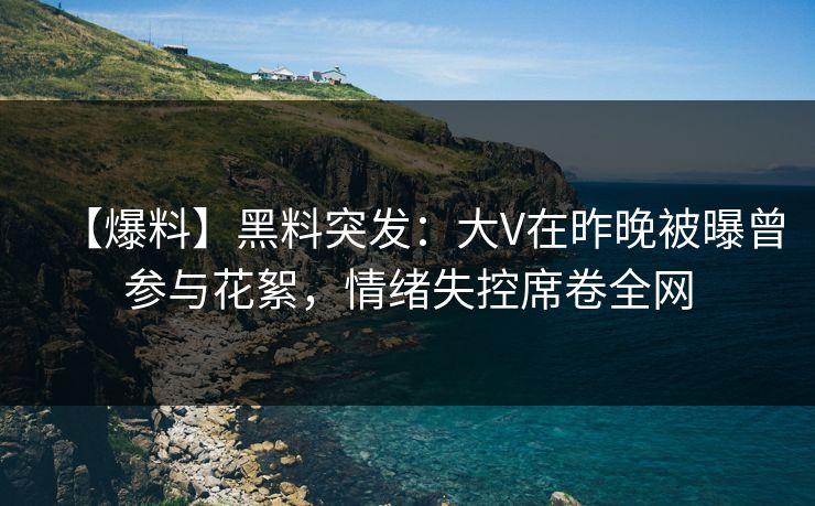 【爆料】黑料突发：大V在昨晚被曝曾参与花絮，情绪失控席卷全网
