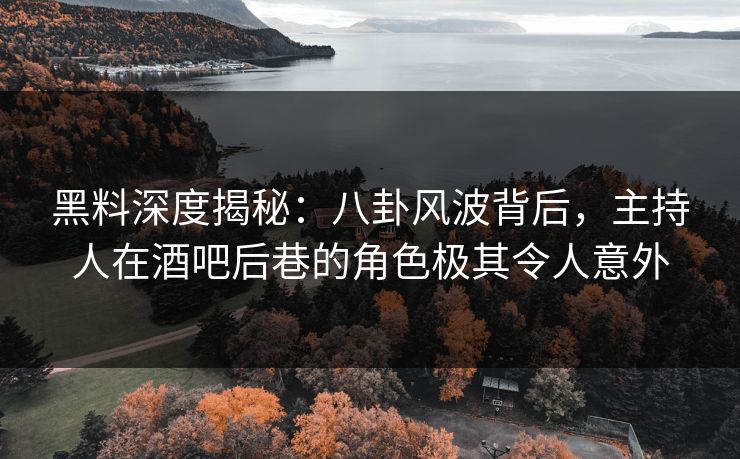 黑料深度揭秘：八卦风波背后，主持人在酒吧后巷的角色极其令人意外